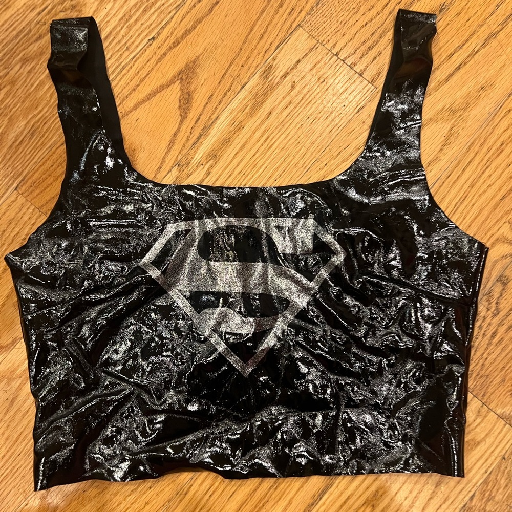 Black Shiny Superman Women's Top